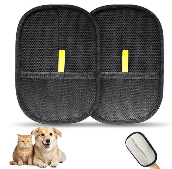 2 Pcs Static Pet Hair Removal Gloves Brush, Reusable Electrostatic Cat Dog Pet Hair Remover Grooming Glove Brush Tool