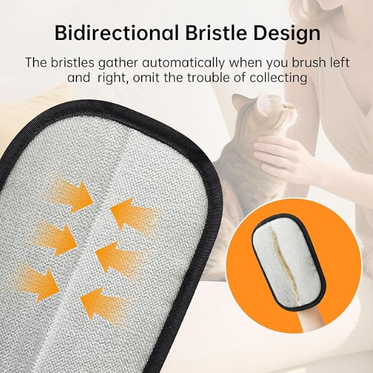 2 Pcs Static Pet Hair Removal Gloves Brush, Reusable Electrostatic Cat Dog Pet Hair Remover Grooming Glove Brush Tool