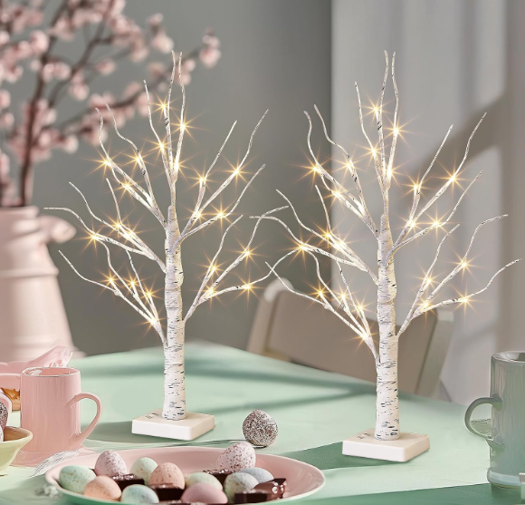 PEIDUO Christmas Decorations Indoor, 2 FT Birch Tree with LED Lights, Fairy Light Spirit Tree for Christmas Decor, Warm White Lighted Birch Trees for Home Decor Indoor, Battery Powered, Timer