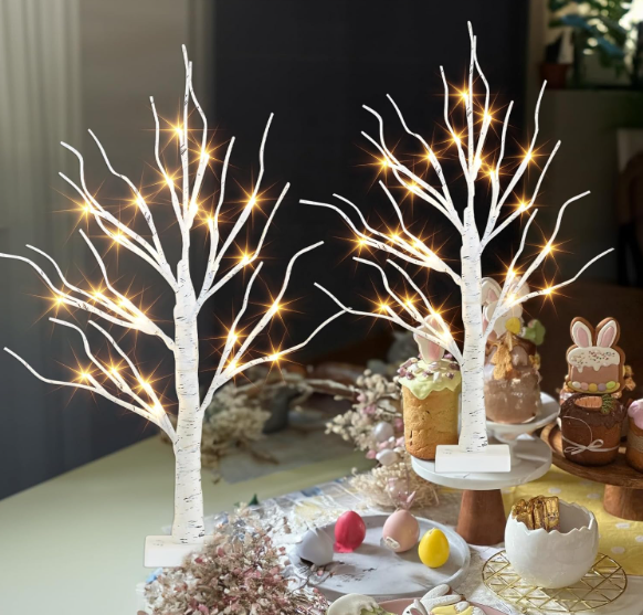 PEIDUO Christmas Decorations Indoor, 2 FT Birch Tree with LED Lights, Fairy Light Spirit Tree for Christmas Decor, Warm White Lighted Birch Trees for Home Decor Indoor, Battery Powered, Timer