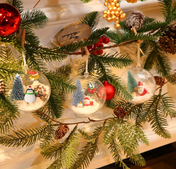 Roowest 96 Pcs Miniature Ornaments for Snow Globe Kit DIY Christmas Village Decoration Christmas Figurines Mini Ornaments with Snowman Reindeer Santa Claus Snowflake(Dark Green Light Green Silver)