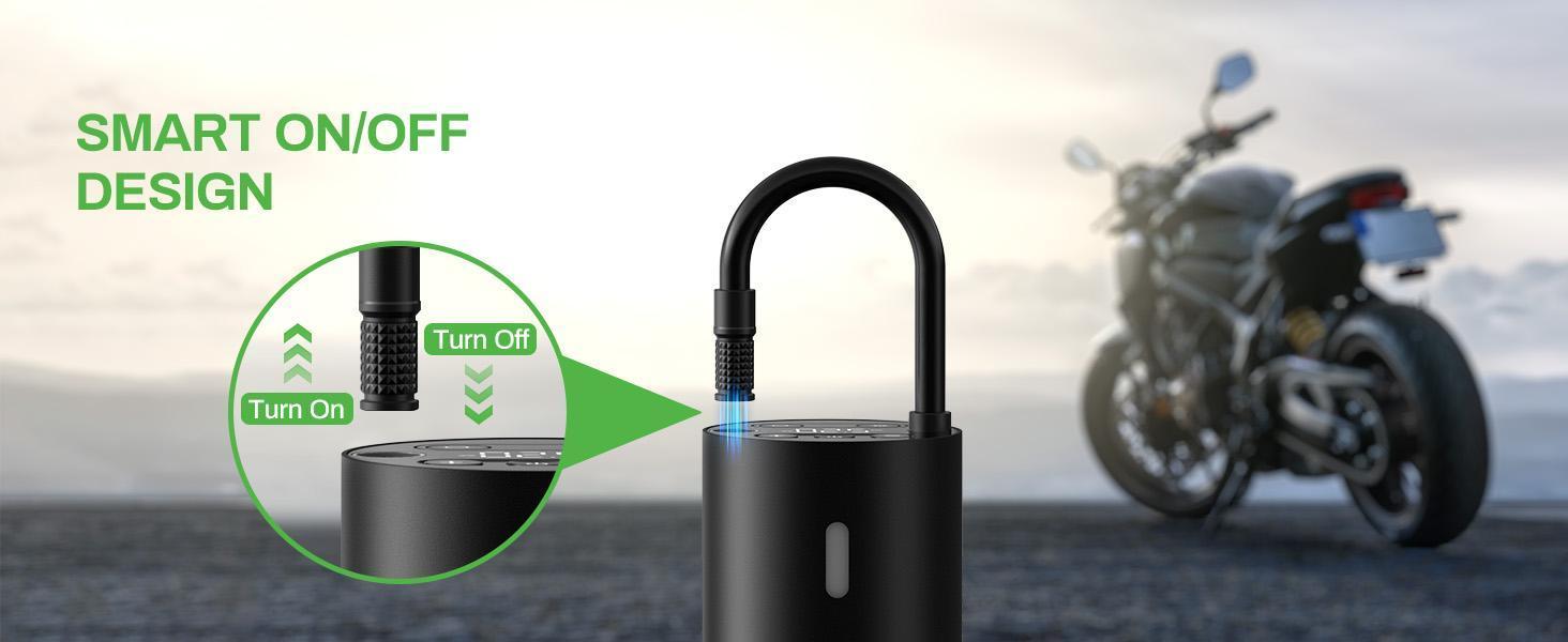 AMPBANK AT004 Smart Portable Tire Air Pump For Cars, Motorcycles, Bicycles And Balls With Pressure Gauge And LED Screen For Fast Inflation